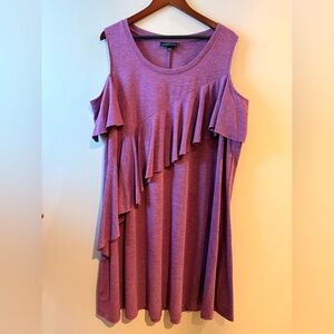 Lane Bryant Purple Cold Shoulder Ruffle Dress Size 22/24 Like New